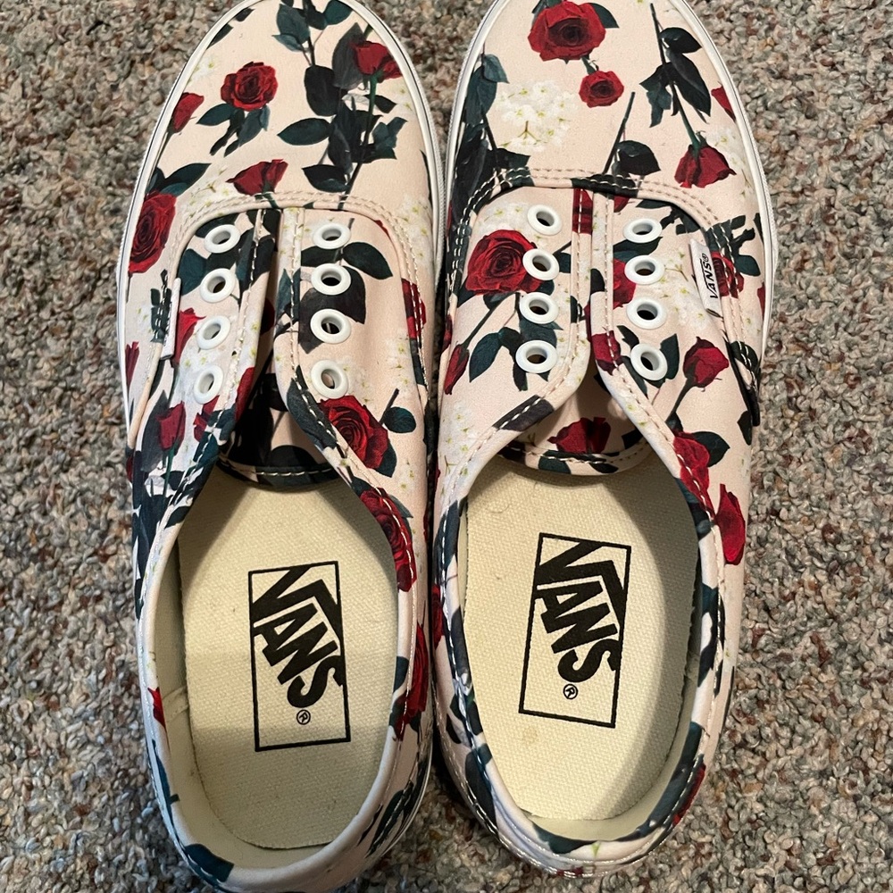 Vans Women's Floral Canvas Sneakers - Red and Black